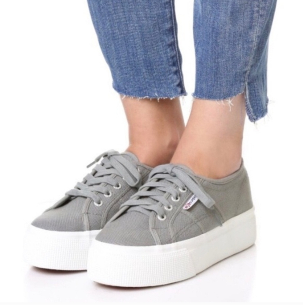 Superga Platform Sneakers Size 8 Gray 2750